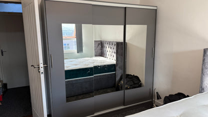 modern sliding wardrobe design | space-saving bedroom wardrobe | Midland sliding door closet